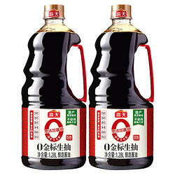 海天 金标系列 生抽酱油1.28L*2瓶 6种原料
