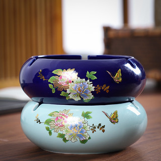陶瓷烟灰缸创意个性时尚大号客厅家用办公室欧式潮流中式带盖紫砂