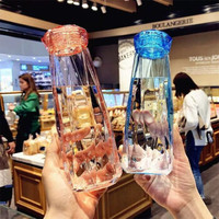 聚心尚品 创意钻石杯玻璃水杯透明便携玻璃杯办公室礼品杯 随机色随机款 500ML