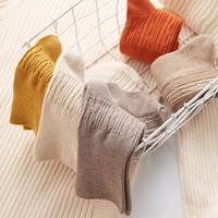 宝娜斯堆堆袜春秋棉袜中筒袜ins潮长袜女潮街头日系薄款袜子女（均码、复古麻花： 奶白+燕麦+姜黄+橘红）