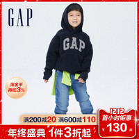 Gap男童仿羊羔绒抓绒连帽衫740291 冬季新款童装宽松加绒套头卫衣