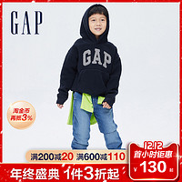 Gap男童仿羊羔绒抓绒连帽衫740291 冬季新款童装宽松加绒套头卫衣