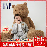 Gap婴儿可爱小熊抓绒卫衣外套740229 2021秋冬新款童装宽松绒衫潮