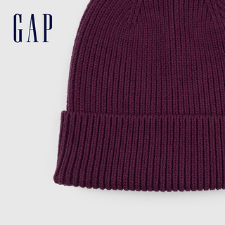 Gap女童保暖罗纹针织帽709726 2021秋冬新款童装纯色护耳毛线帽子