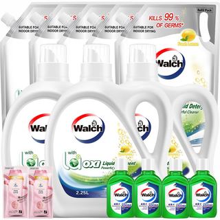 Walch 威露士 洗衣套装 有氧洗衣液2.25L+1L+1L*4袋+留香珠25g+消毒液60ml*2