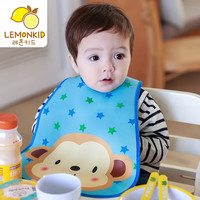 Lemonkid柠檬宝宝婴儿防水超软饭兜衣服女宝宝吃饭口水围兜儿童吃饭围兜大码LE170417 蓝色小猴LE301116
