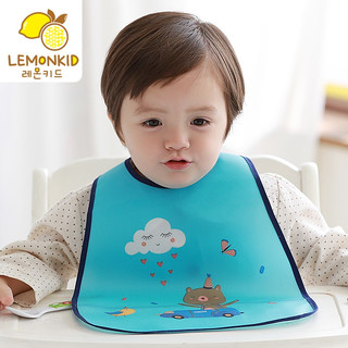 Lemonkid柠檬宝宝婴儿防水超软饭兜衣服女宝宝吃饭口水围兜儿童吃饭围兜大码LE170417 粉色老鼠LE301116