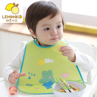 Lemonkid柠檬宝宝婴儿防水超软饭兜衣服女宝宝吃饭口水围兜儿童吃饭围兜大码LE170417 粉色老鼠LE301116