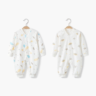 婴儿连体衣春秋纯棉薄款新生儿衣服宝宝春装哈衣爬服开裆幼儿睡衣（闭档款-米奇乐园、59cm ）