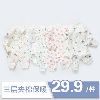 婴儿连体衣春秋冬季纯棉男女宝宝夹薄棉保暖哈衣新生儿衣服春装（90cm 、大米奇）