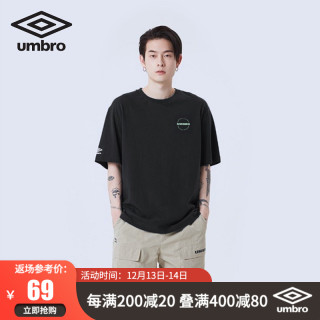umbro茵宝 2021年夏季新款时尚简约宽松款休闲百搭男运动短袖T恤 UO212AP2579-990力莫黑 L