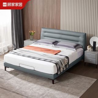KUKa 顾家家居 B901 头层牛皮软包床 花青蓝 180*200cm