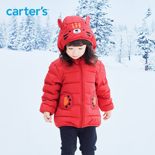 carters羽绒服21冬女童男童中长款羽绒外套防风蓄暖轻便 红色CSN21W006 3T/95-100cm