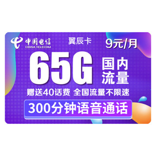 中国电信 翼泊卡 2年19元月租（155G通用流量+30G定向流量）送40话费