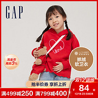 Gap女幼童圣诞花边可爱刺绣卫衣656551冬季新款童装甜美连帽衫潮