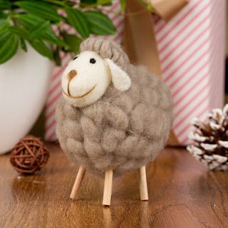 垂绣 圣诞节装饰品毛毡小羊公仔乖乖羊 圣诞树装饰品圣诞桌面橱窗摆件 白色小羊羊