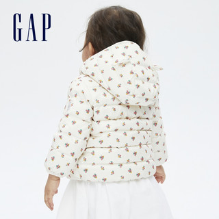 Gap婴儿熊耳造型加绒连帽羽绒服703923 冬季新款童装加厚保暖外套