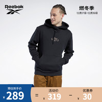 Reebok锐步官方2021秋冬新款男子GS1663烫字印花经典长袖连帽加厚卫衣 GV3444-黑色 2XL(185/108A)