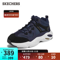 SKECHERS 斯凯奇 秋冬新款男靴复古休闲加绒保暖运动鞋894030 海军蓝色/黑色/NVBK 42