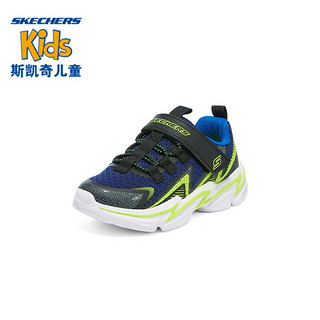 Skechers斯凯奇童鞋小童男童宝宝学步鞋魔术贴运动鞋403603N BKNV黑色/海军蓝色 23