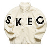 Skechers斯凯短外款绒毛LOGO拉链卫衣宽松保暖长袖L321W219 棉花糖白/0074 L