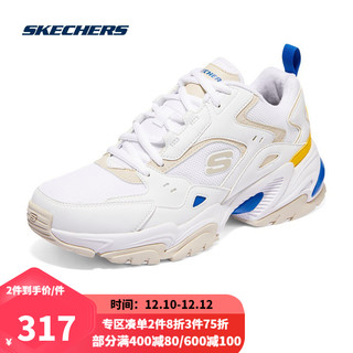 SKECHERS 斯凯奇 男复古时尚保暖机甲鞋中帮加绒老爹鞋894029/167270WBLY白色/黑色/橙色（男款）42.5