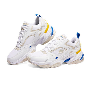 SKECHERS 斯凯奇 男复古时尚保暖机甲鞋中帮加绒老爹鞋894029/167270WBLY白色/黑色/橙色（男款）42.5