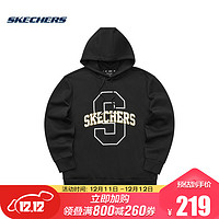 Skechers斯凯奇缤纷系列2021秋冬男女舒适加绒情侣连帽卫衣 L321U168 L321U168-0018 碳黑 XS