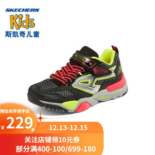 Skechers斯凯奇童鞋男童运动鞋儿童跑步鞋小学生鞋子402210L BKLM黑色/柠檬色 27.5