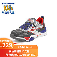 Skechers斯凯奇童鞋男童运动鞋儿童跑步鞋小学生鞋子402210L CCRD炭灰色/红色 35