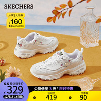 Skechers斯凯奇女鞋厚底老爹鞋绣花熊猫鞋休闲鞋复古优雅11977 白色/WHT 36.5