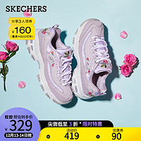 SKECHERS 斯凯奇 女鞋厚底老爹鞋绣花熊猫鞋休闲鞋复古优雅11977 薰衣草色/LAV 38.5