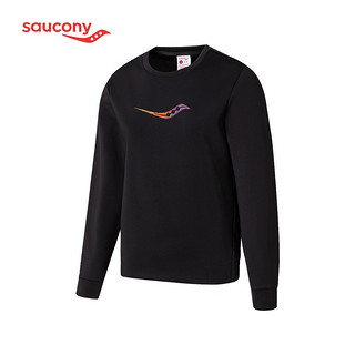 Saucony索康尼 2021新品女子运动健身舒适经典Logo印花套头卫衣长袖SC1210012 黑-3 XL