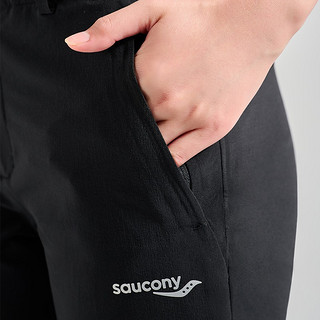 Saucony索康尼 2021新品女子日常通勤舒适经典Logo印花梭织长裤SC1210023 黑色-2 XL