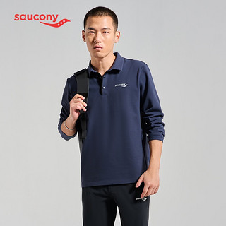 Saucony索康尼 2021新品男子通勤时尚舒适经典Logo印花长袖针织衫SC2210024 深兰-1 M