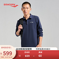 Saucony索康尼 2021新品男子通勤时尚舒适经典Logo印花长袖针织衫SC2210024 深兰-1 S