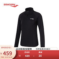 Saucony索康尼2021新品女子运动弹力吸汗排湿长袖针织衫Logo印花长袖女SC1210010 黑色-2 S