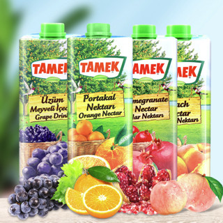 TAMEK 果汁饮料组合装 2口味 1L*2瓶（橙汁+石榴汁）