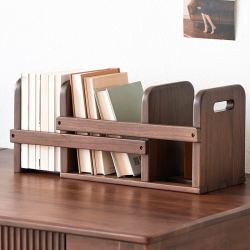 原始原素实木小书架现代简约北美黑胡桃木可伸缩书桌架子b5172