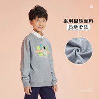 李宁 LI-NING卫衣运动生活系列男女大童秋季宽松透气套头无帽卫衣运动服 花灰 140
