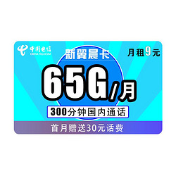 CHINA TELECOM 中国电信 新翼辰卡  9元/月 35G通用+30G专属+300分钟