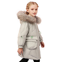 YALU 雅鹿 女童羽绒服2021年新款儿童中长款洋气女孩加厚棉中大童袄外套