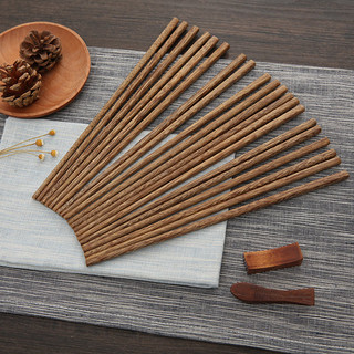 竹木本记 鸡翅木筷子10双家用高档实木筷天然无漆无蜡家庭装餐具