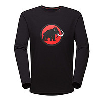 MAMMUT 猛犸象 Classic男士有机棉经典LOGO长袖T恤纯色圆领上衣 黑色 XL