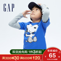 Gap男女童纯棉T恤740352 2021新款童装假两件长袖
