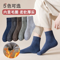 珍妮弗日记袜子男秋冬季加厚毛圈袜毛巾底加厚中筒休闲袜并线毛巾袜保暖地板袜 5双装混色