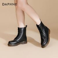DAPHNE 达芙妮 3021605012 女款英伦风黑色短靴