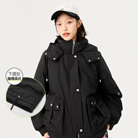 森马 Semir2021冬新款中长款oversize连帽外套女士潮酷羽绒服女