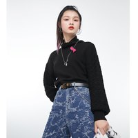 太平鸟堆堆领套头内搭针织衫女冬季毛衣