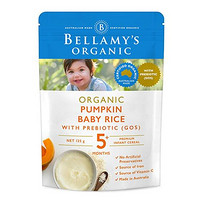 BELLAMY'S 贝拉米 Bellamy’s 婴幼儿有机辅食米粉米糊 南瓜味 5个月以上 125克/袋 含铁元素 GOS益生元 澳洲原装进口